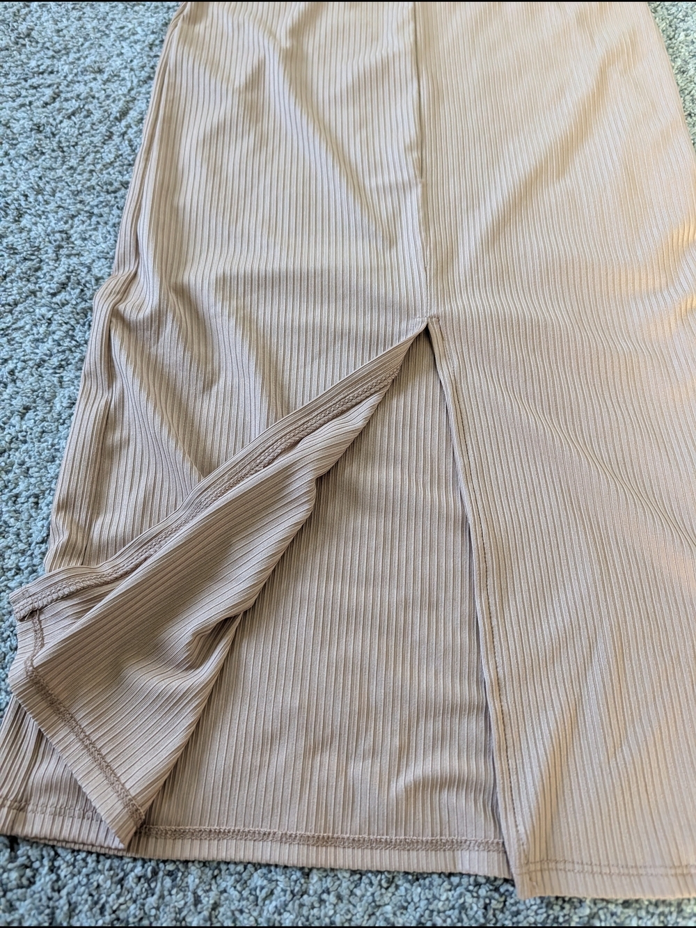 Nwt One-Shoulder Ribbed Midi Dress - Tan S - Picture 5 of 6